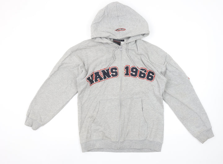 Vans Women's Grey Full Zip Hoodie L 1986 Graphic Cotton Blend
