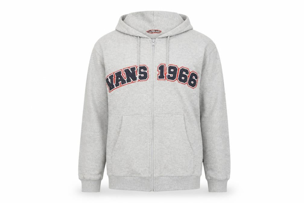 Vans Women's Grey Full Zip Hoodie L 1986 Graphic Cotton Blend