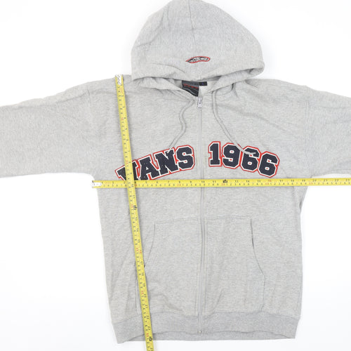 Vans Women's Grey Full Zip Hoodie L 1986 Graphic Cotton Blend