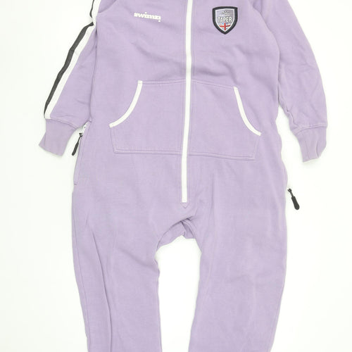 Swimzi Girls Purple Hooded Fleece Jumpsuit 11-12 Years Zip Up All-in-One