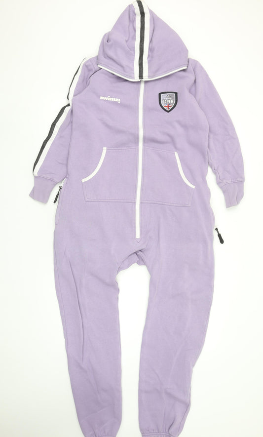 Swimzi Girls Purple Hooded Fleece Jumpsuit 11-12 Years Zip Up All-in-One