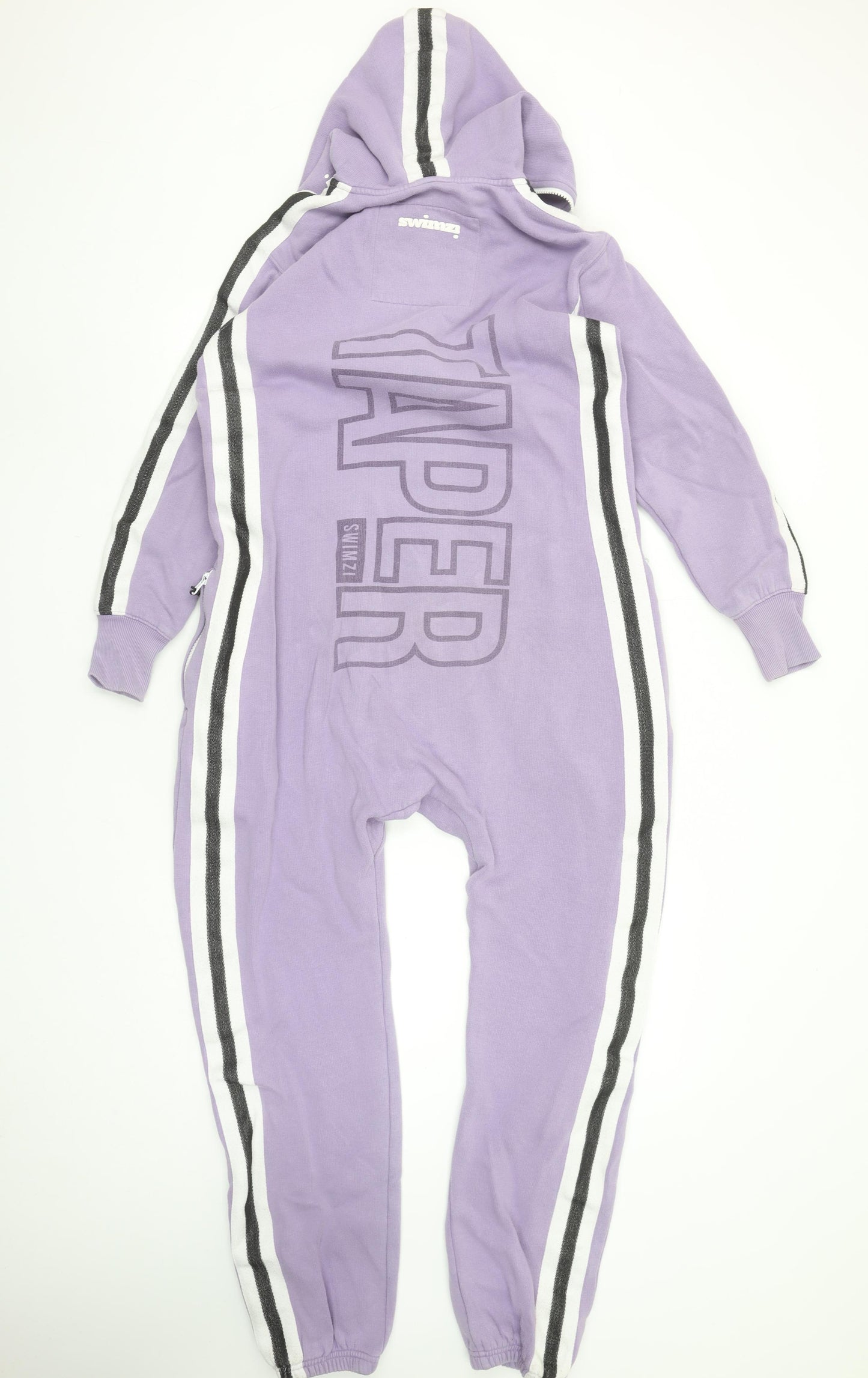 Swimzi Girls Purple Hooded Fleece Jumpsuit 11-12 Years Zip Up All-in-One