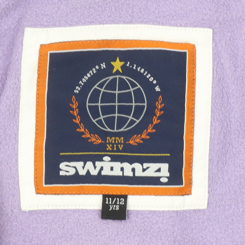 Swimzi Girls Purple Hooded Fleece Jumpsuit 11-12 Years Zip Up All-in-One