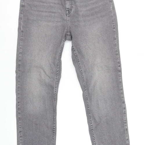F&F Women’s Grey High Rise Slim Fit Straight Jeans UK 10S