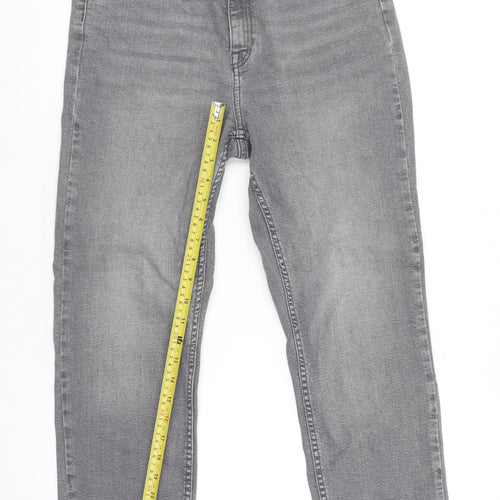 F&F Women’s Grey High Rise Slim Fit Straight Jeans UK 10S