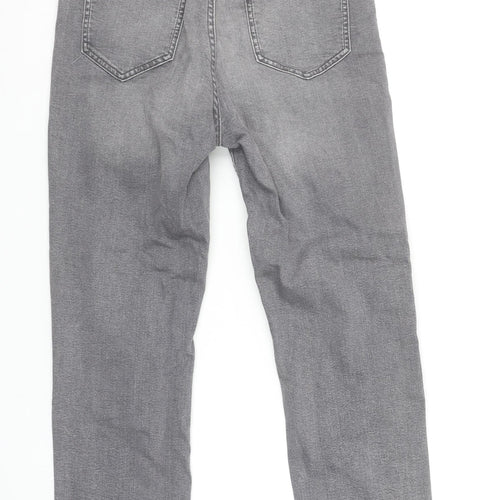 F&F Women’s Grey High Rise Slim Fit Straight Jeans UK 10S