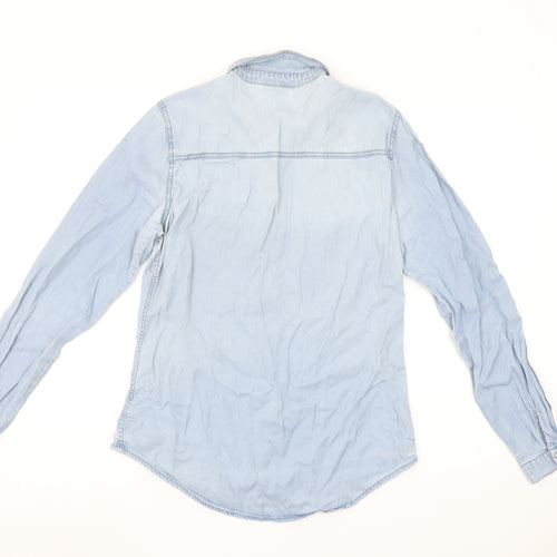 Vila Womens Blue Denim Button-Up Long Sleeve Shirt Medium