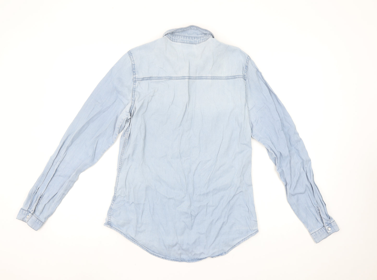 Vila Womens Blue Denim Button-Up Long Sleeve Shirt Medium