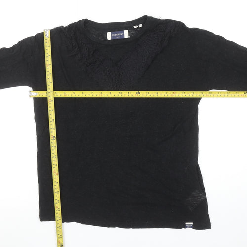 Superdry Womens Black Lace Long Sleeve Jersey T-Shirt Size 12