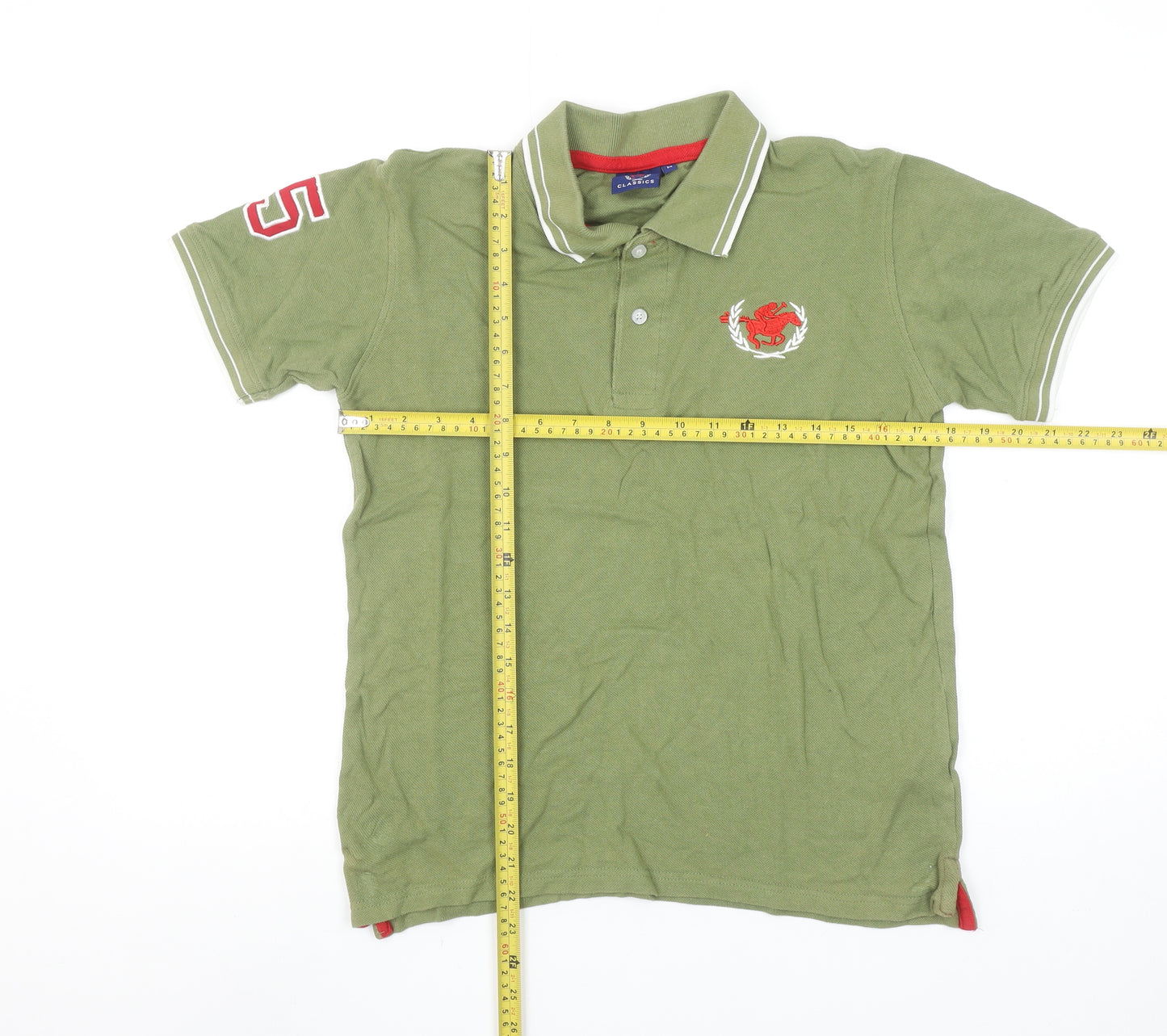 Classics Men's Green Polo Shirt Size M Short Sleeve Cotton Casual Top