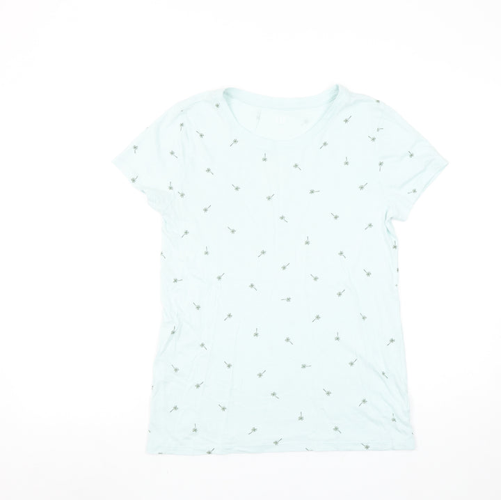 GAP Women's Blue Palm Print Cotton Short Sleeve T-Shirt Size S