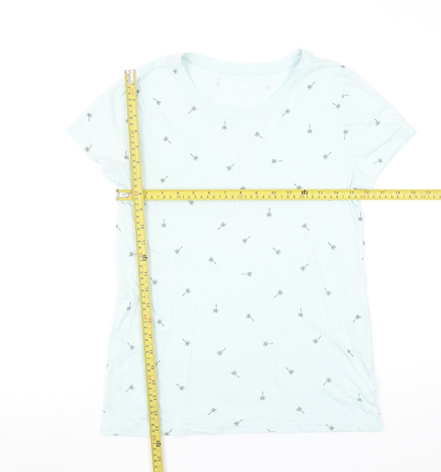 GAP Women's Blue Palm Print Cotton Short Sleeve T-Shirt Size S