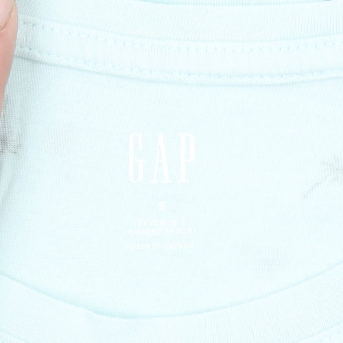 GAP Women's Blue Palm Print Cotton Short Sleeve T-Shirt Size S
