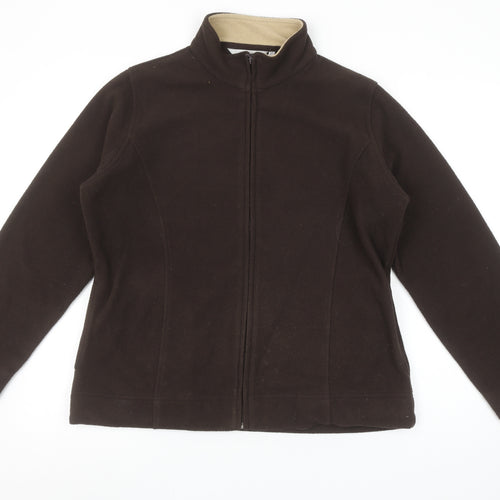 EWM Womens Brown Fleece Full Zip Jacket Size M 14-16