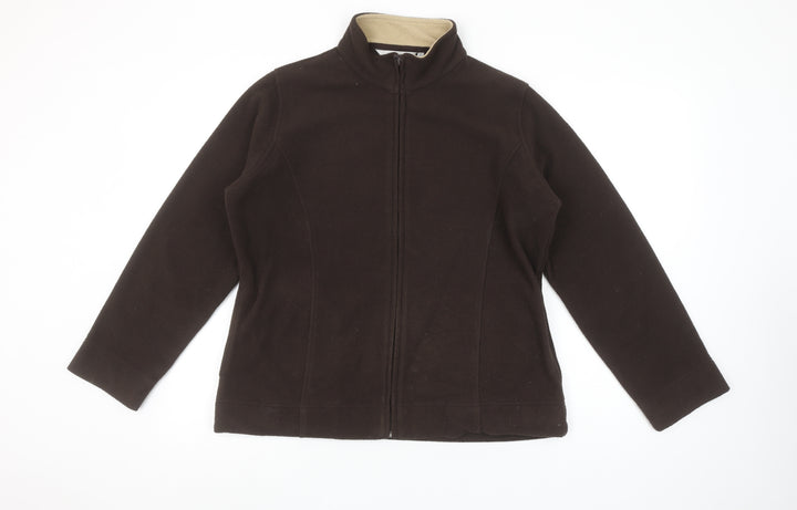 EWM Womens Brown Fleece Full Zip Jacket Size M 14-16