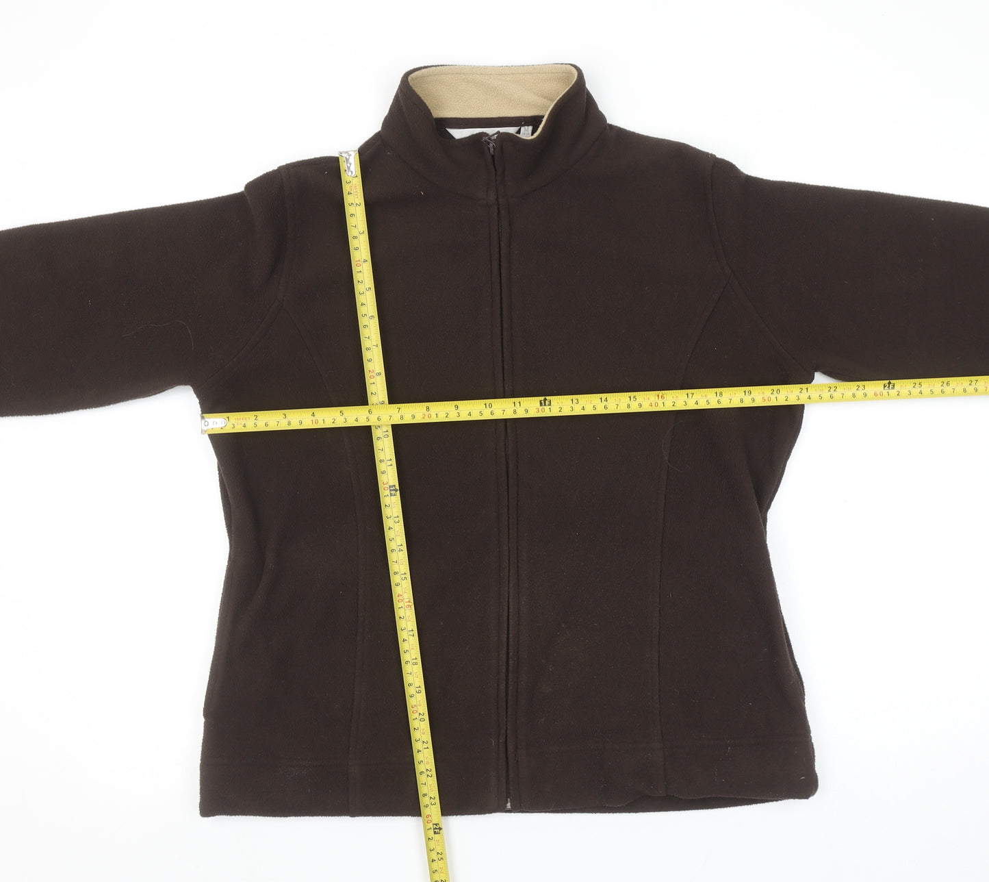 EWM Womens Brown Fleece Full Zip Jacket Size M 14-16