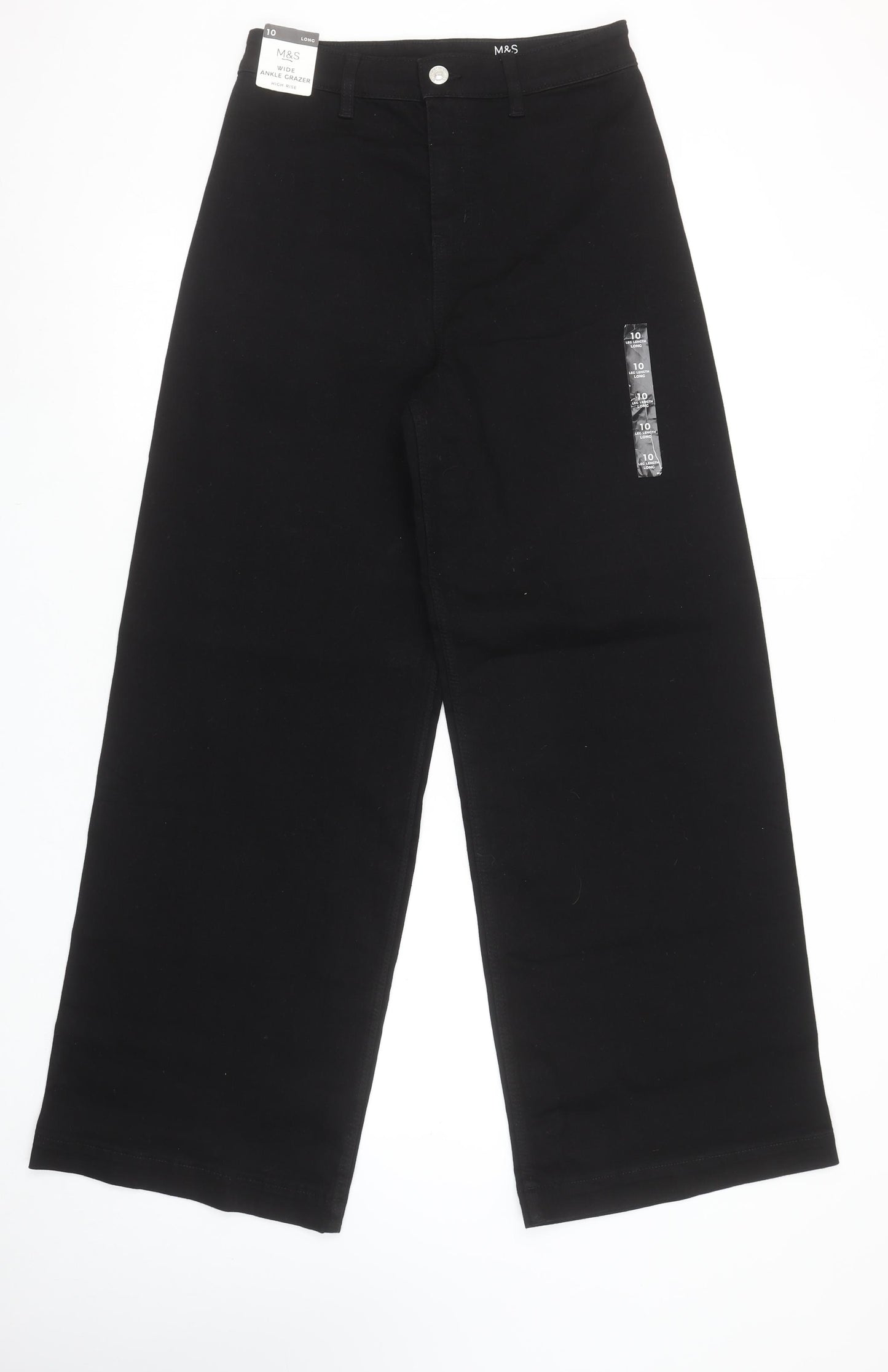 Marks and Spencer Women Black High Rise Wide Ankle Grazer Jeans Size 10