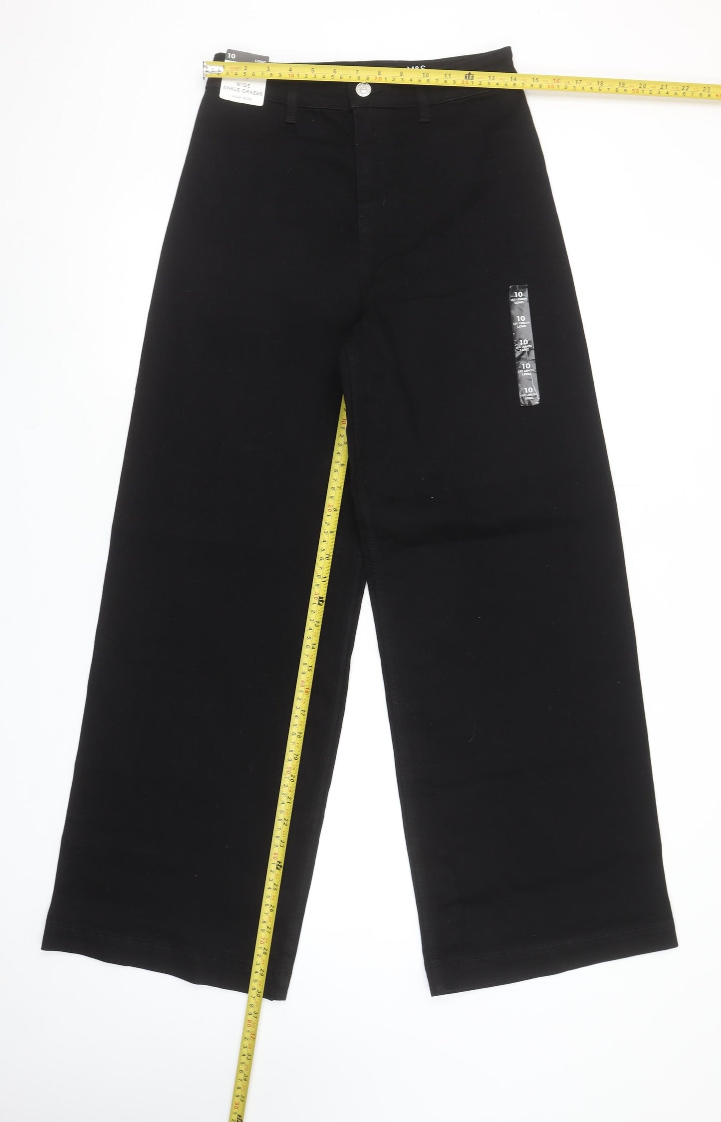 Marks and Spencer Women Black High Rise Wide Ankle Grazer Jeans Size 10