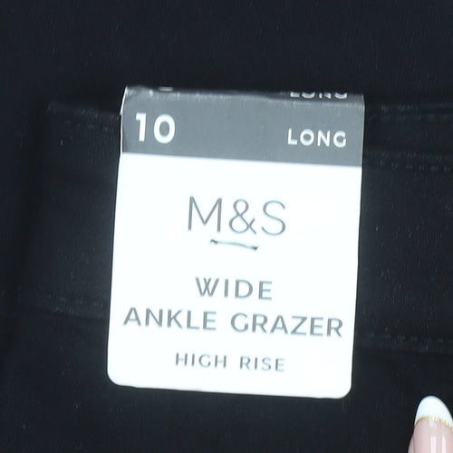 Marks and Spencer Women Black High Rise Wide Ankle Grazer Jeans Size 10