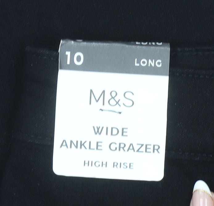 Marks and Spencer Women Black High Rise Wide Ankle Grazer Jeans Size 10