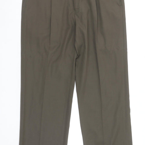 Debenhams Men's Brown Polyester Viscose Pleated Trousers Size 36 Short