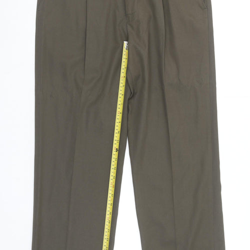 Debenhams Men's Brown Polyester Viscose Pleated Trousers Size 36 Short