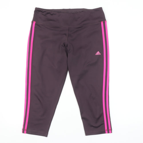 adidas Women Purple Pink Capri Leggings M Moisture Wicking
