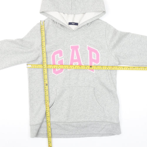 GAP Girls Grey Pullover Logo Hoodie Size 16 Years Cotton Fleece