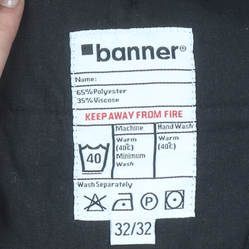 Banner Men's Black Workwear Trousers Size 32x32 Regular Fit