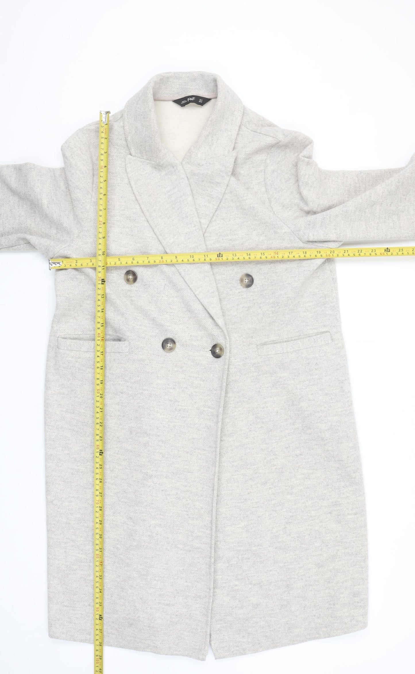F&F Women’s Beige Mid-Length Overcoat Size M Polyester Blend
