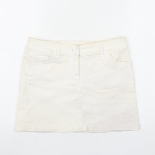 Red Herring Women’s Ivory Denim Mini Skirt Size 8 Stretch Casual