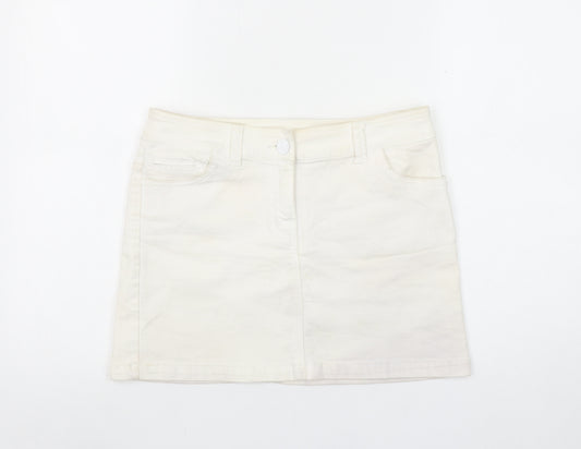 Red Herring Women’s Ivory Denim Mini Skirt Size 8 Stretch Casual