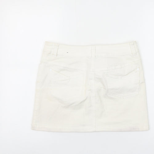 Red Herring Women’s Ivory Denim Mini Skirt Size 8 Stretch Casual