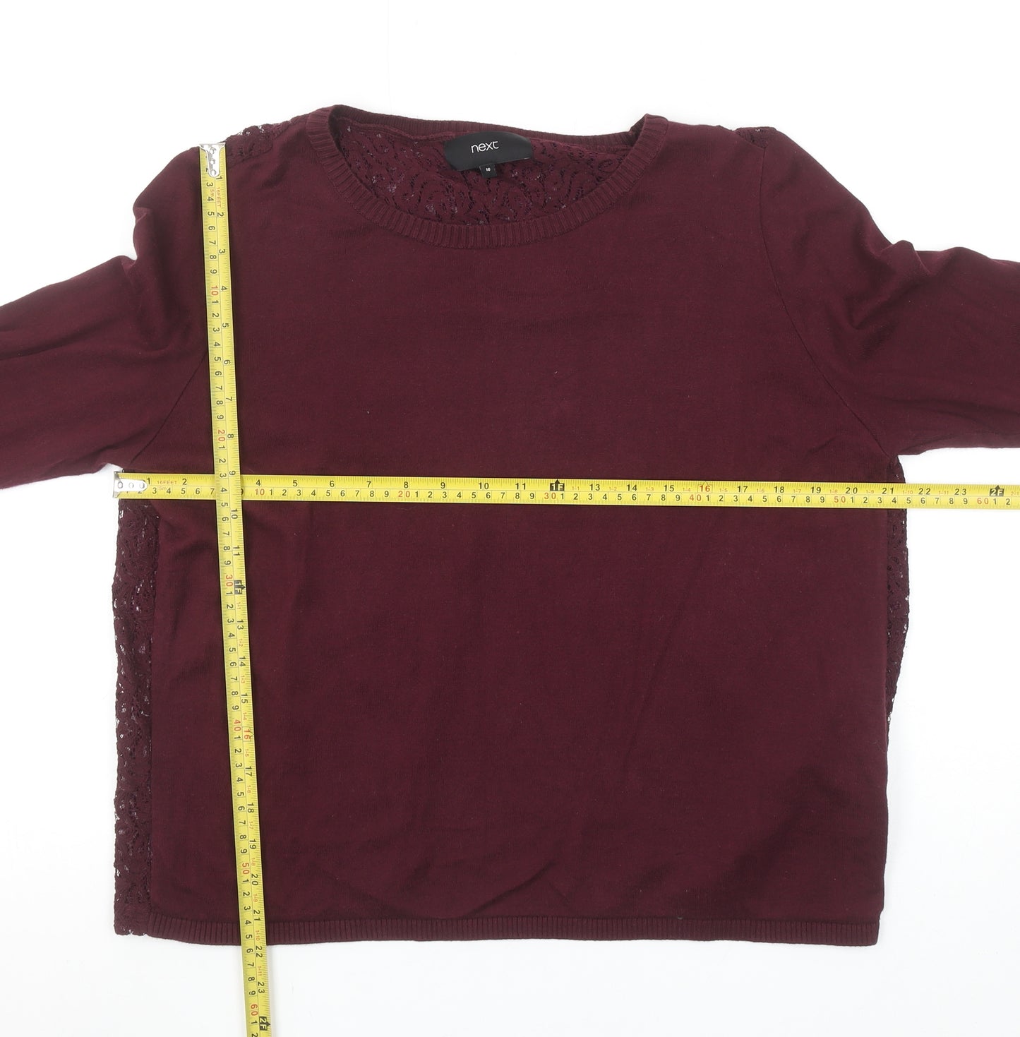 Next Women’s Red Lace Back Cotton Jumper Size 16