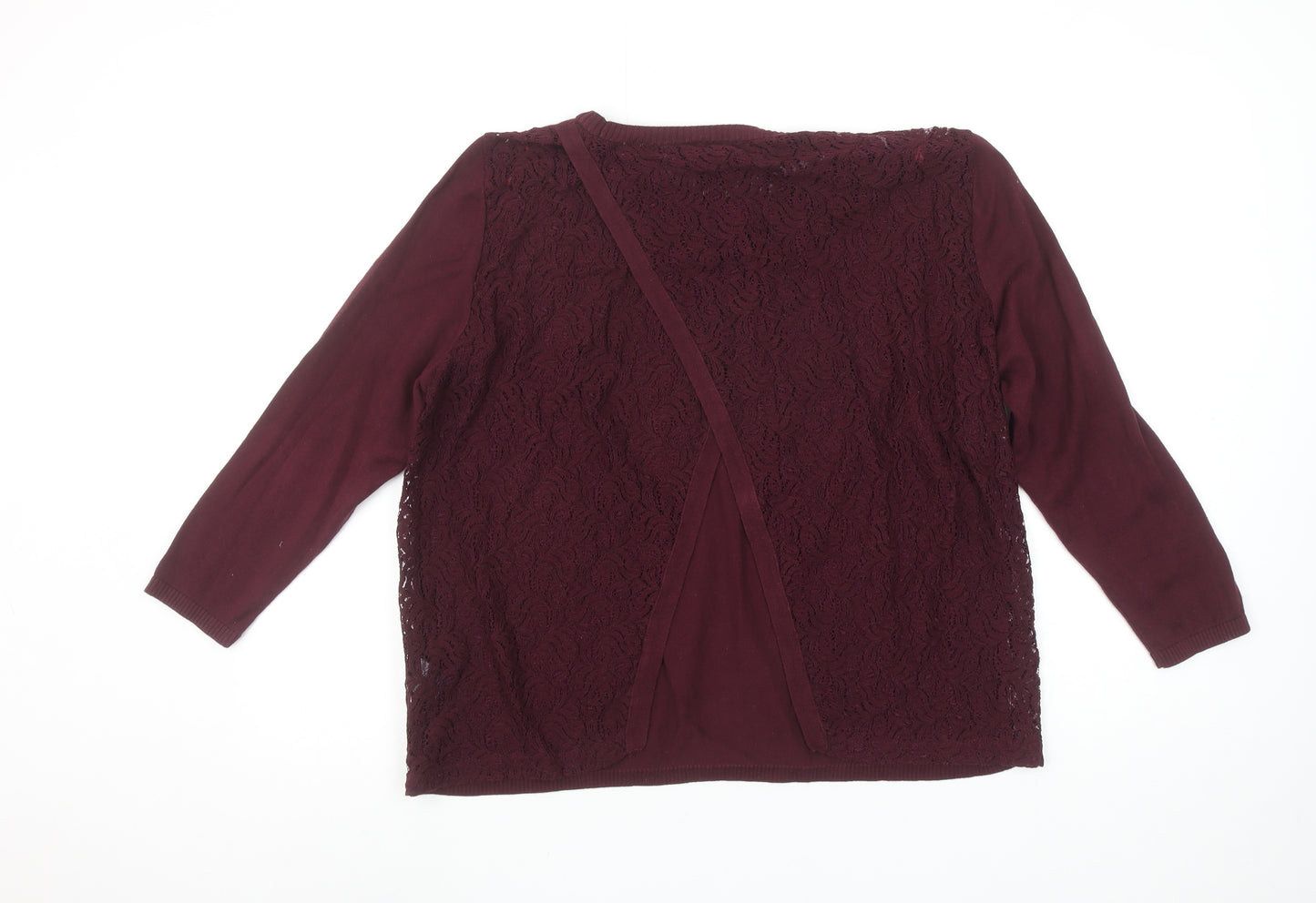 Next Women’s Red Lace Back Cotton Jumper Size 16