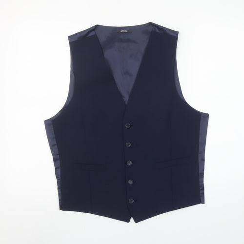 Marks and Spencer Men's Blue Wool Blend Waistcoat Size M Regular