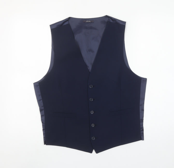 Marks and Spencer Men's Blue Wool Blend Waistcoat Size M Regular