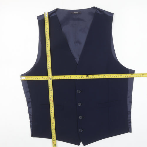 Marks and Spencer Men's Blue Wool Blend Waistcoat Size M Regular