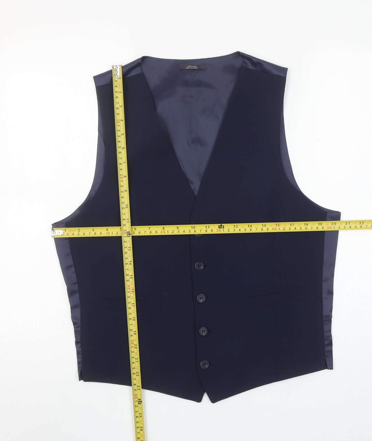 Marks and Spencer Men's Blue Wool Blend Waistcoat Size M Regular