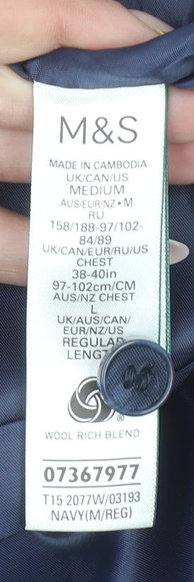 Marks and Spencer Men's Blue Wool Blend Waistcoat Size M Regular