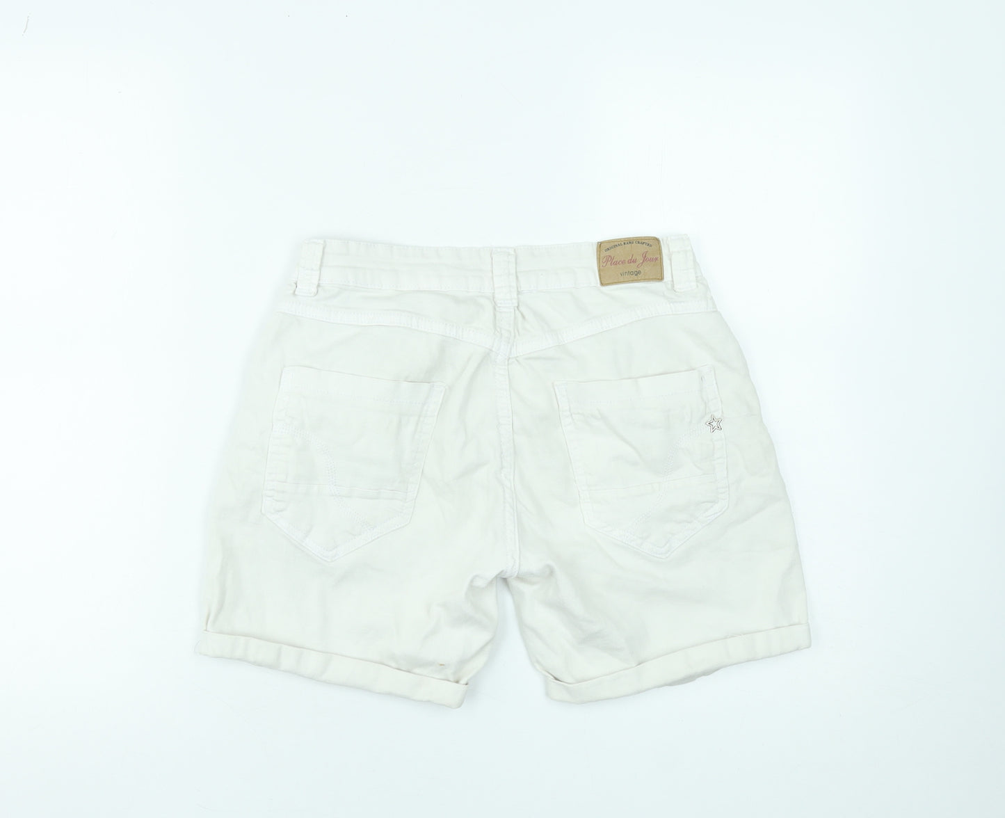 Place du Jour Women’s White Chino Denim Shorts Size 8