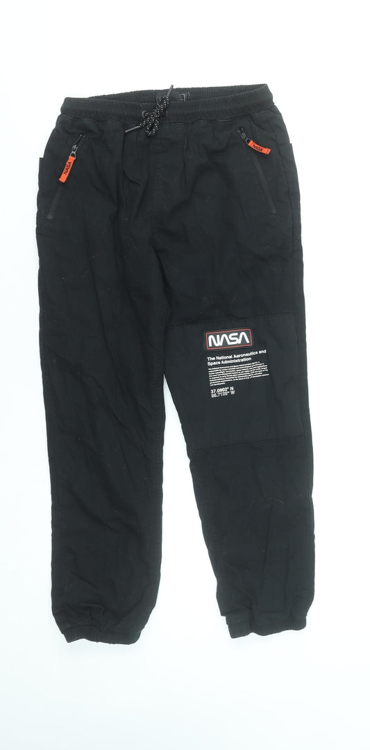 Next Boys Black NASA Jogger Trousers 10 Years Cotton Elastic Waist