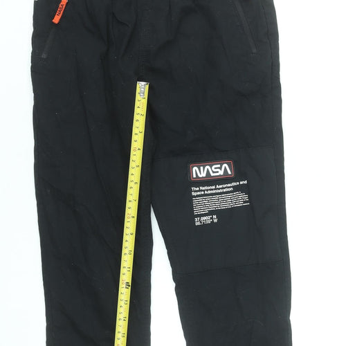 Next Boys Black NASA Jogger Trousers 10 Years Cotton Elastic Waist
