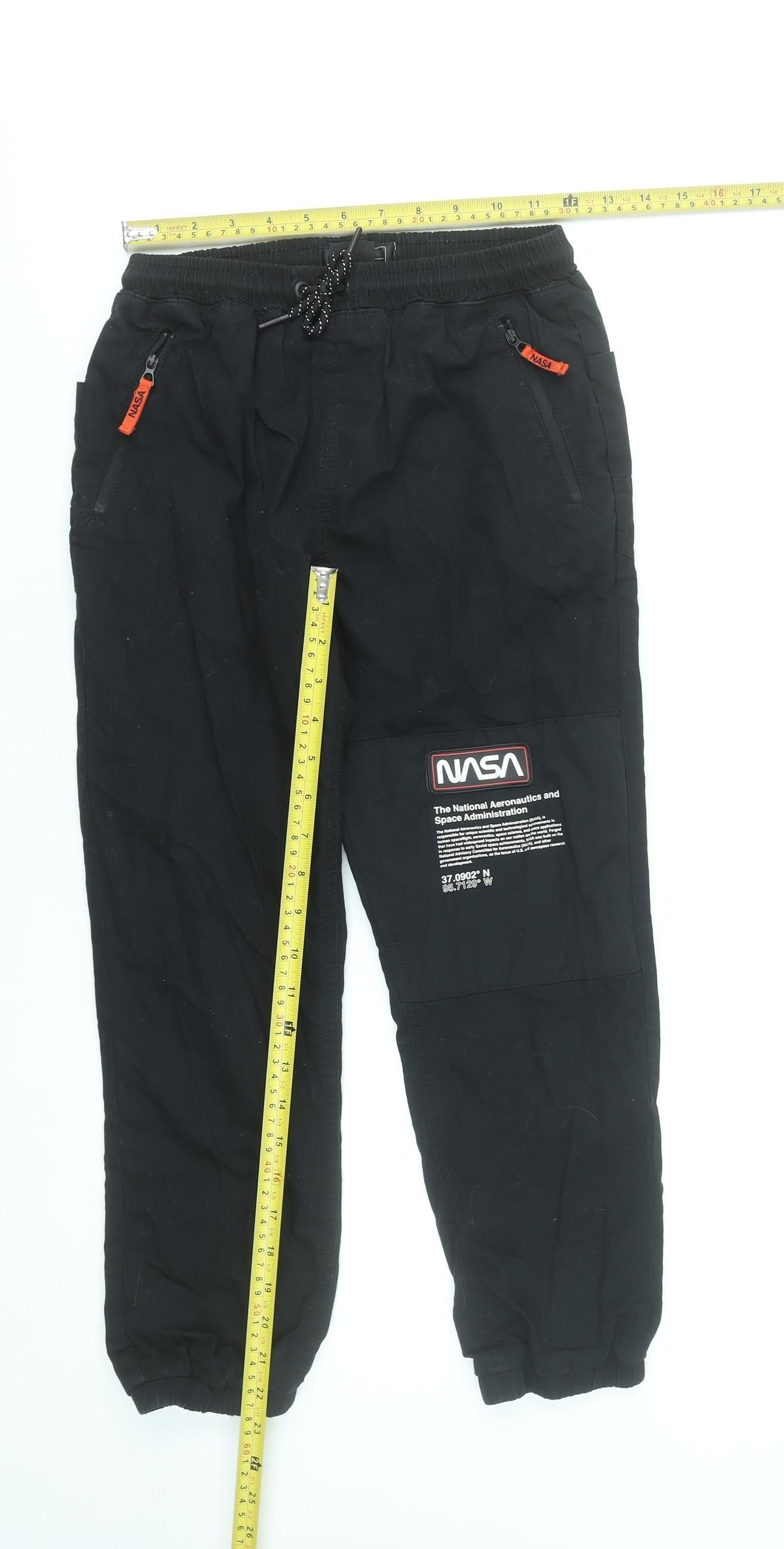 Next Boys Black NASA Jogger Trousers 10 Years Cotton Elastic Waist