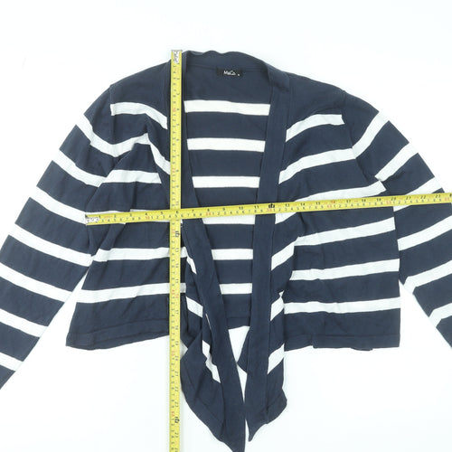 M&Co Women’s Blue Striped Cotton Wrap V-Neck Jumper XL