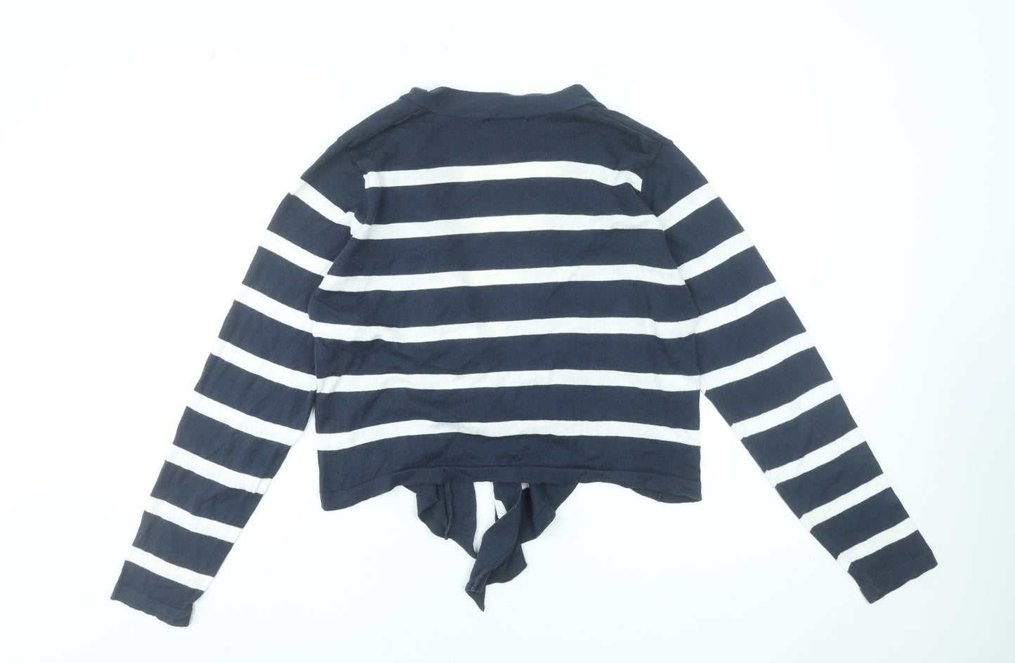 M&Co Women’s Blue Striped Cotton Wrap V-Neck Jumper XL