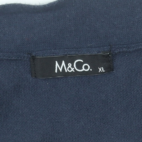 M&Co Women’s Blue Striped Cotton Wrap V-Neck Jumper XL