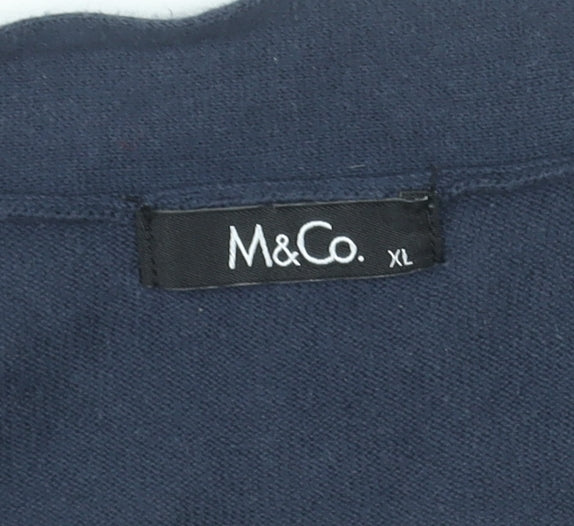 M&Co Women’s Blue Striped Cotton Wrap V-Neck Jumper XL