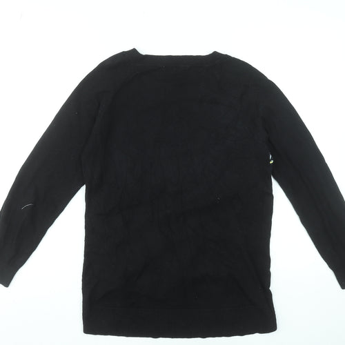 Oasis Women's Black Floral Front Pullover Jumper Size M