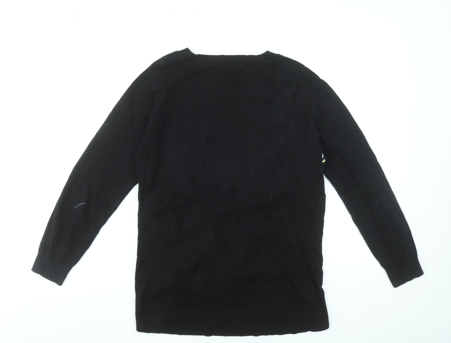 Oasis Women's Black Floral Front Pullover Jumper Size M